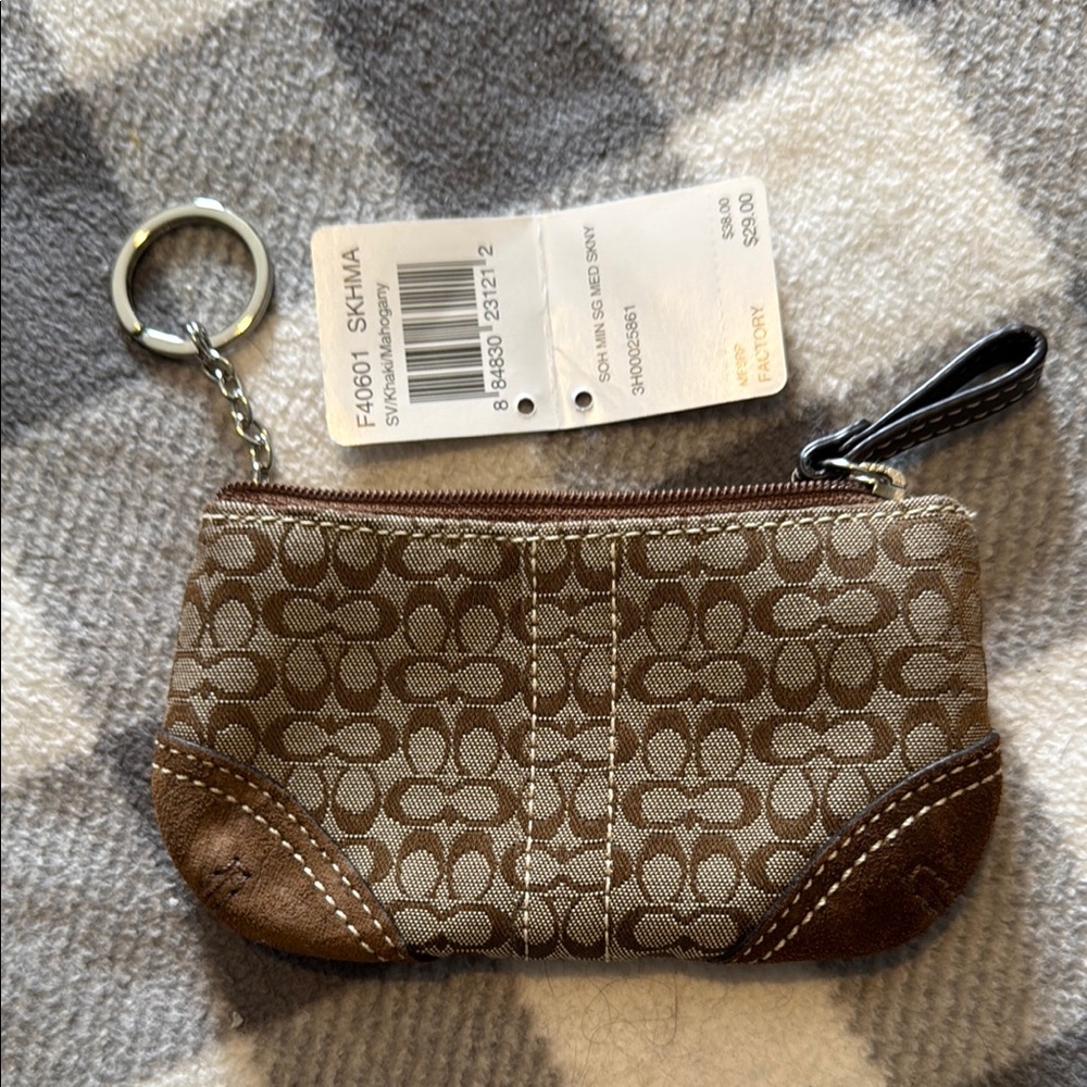 Coach Brown Signature Keychain Coin Purse